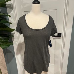 So soft, distressed grey Lucky tee. NWT. Size S.